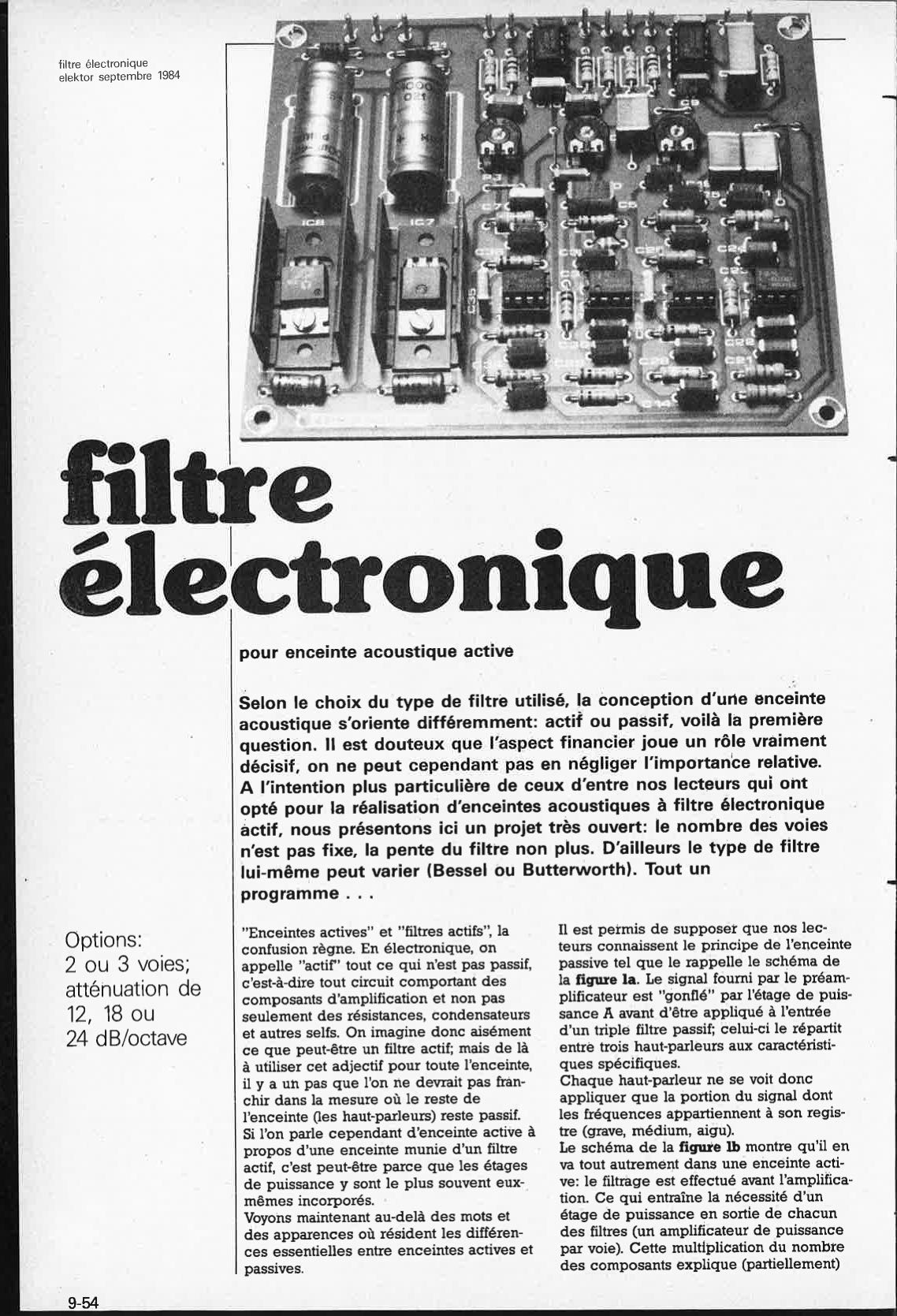 filtre électronique pour enceinte acoustique active