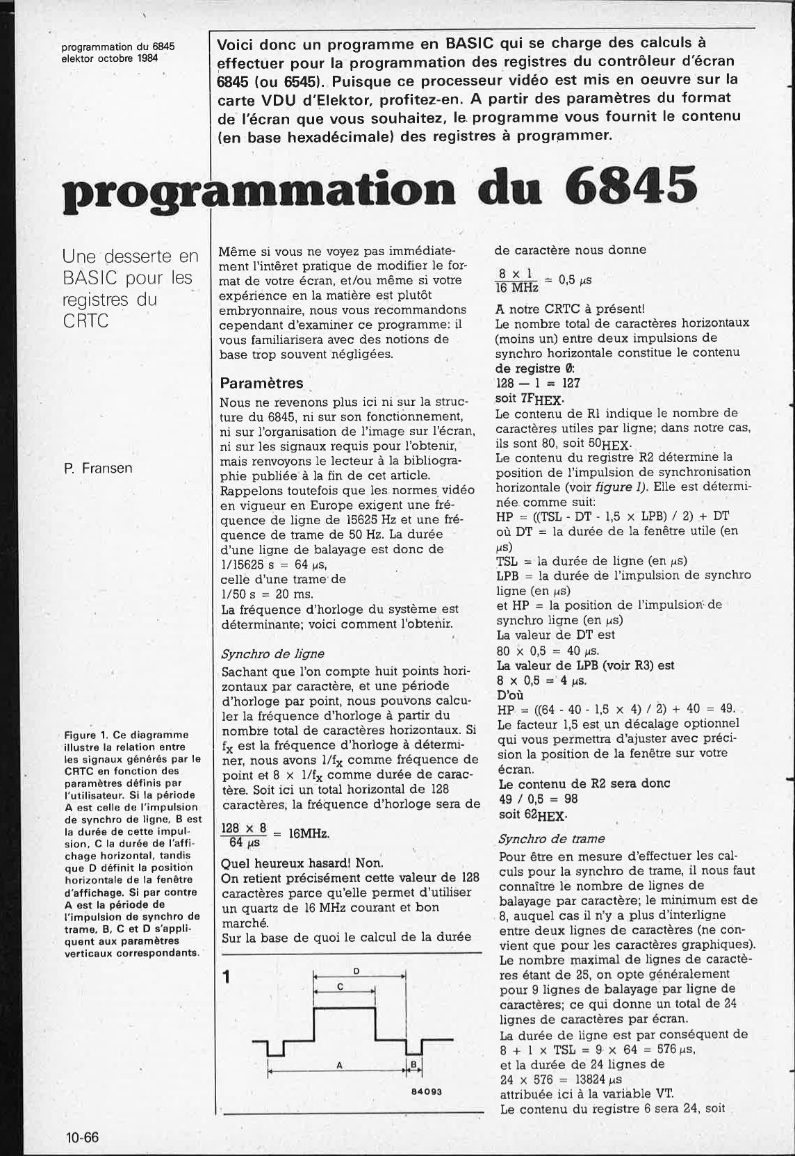 programmation du 6845