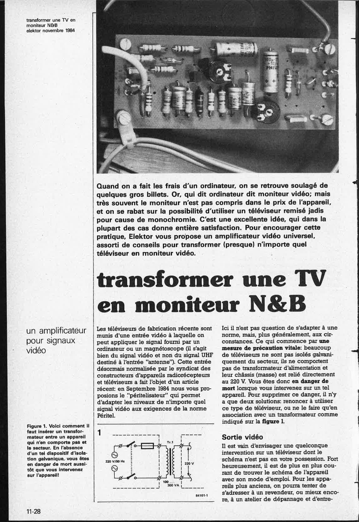 transformer une TV en moniteur N&B