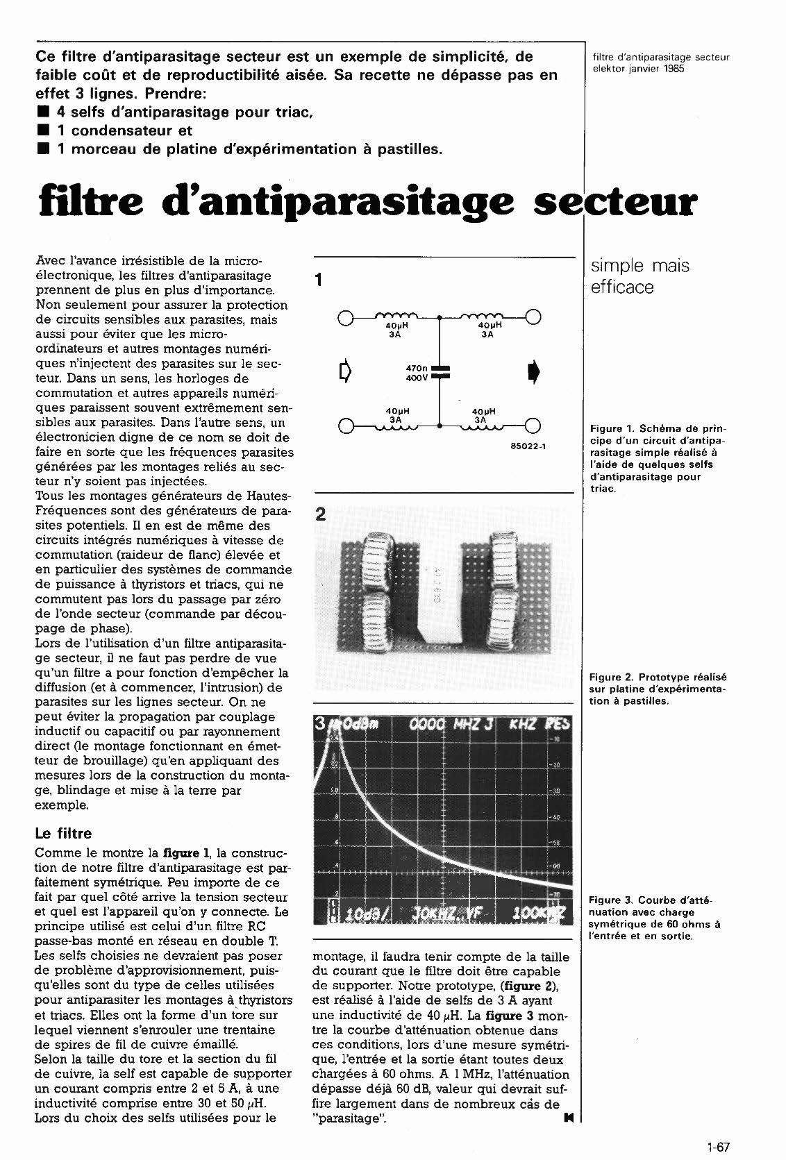 filtre d`antiparasitage secteur