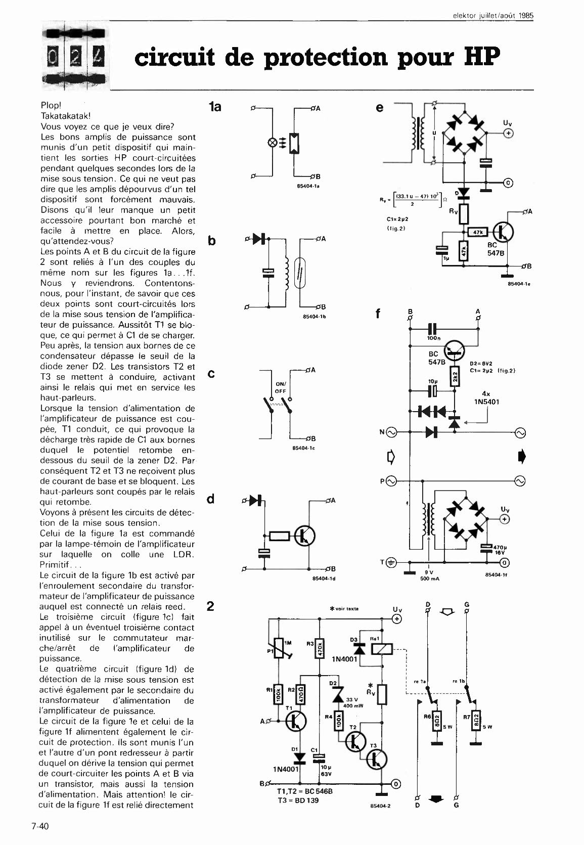 circuit de protection pour HP