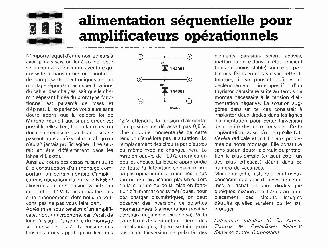 alimentation séquentielle pour amplificateurs opérationnels