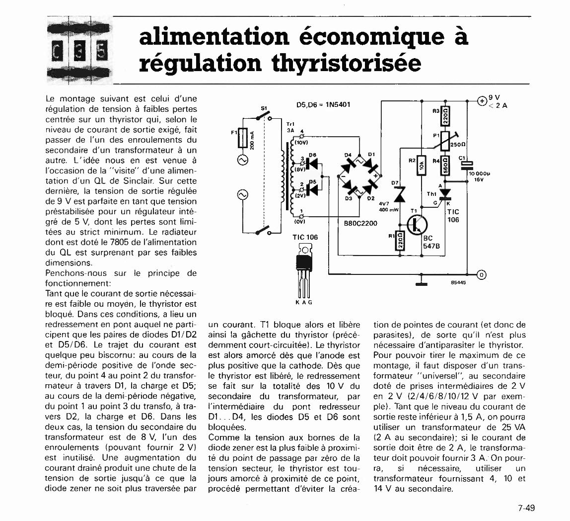 alimentation économique à régulation thyristorisée