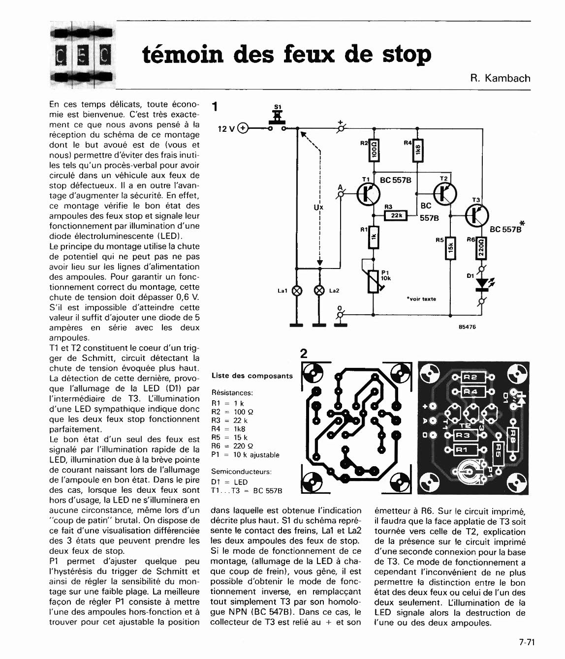 témoin de feux de stop