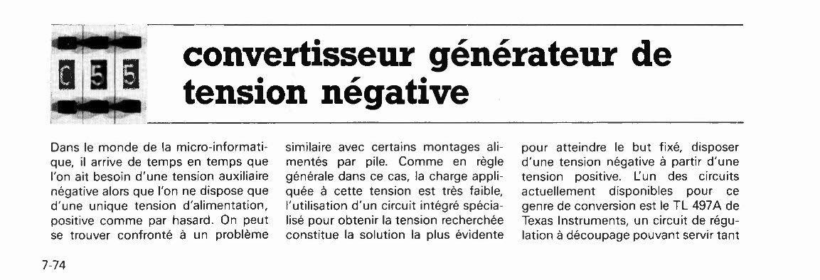 convertisseur générateur de tension négative