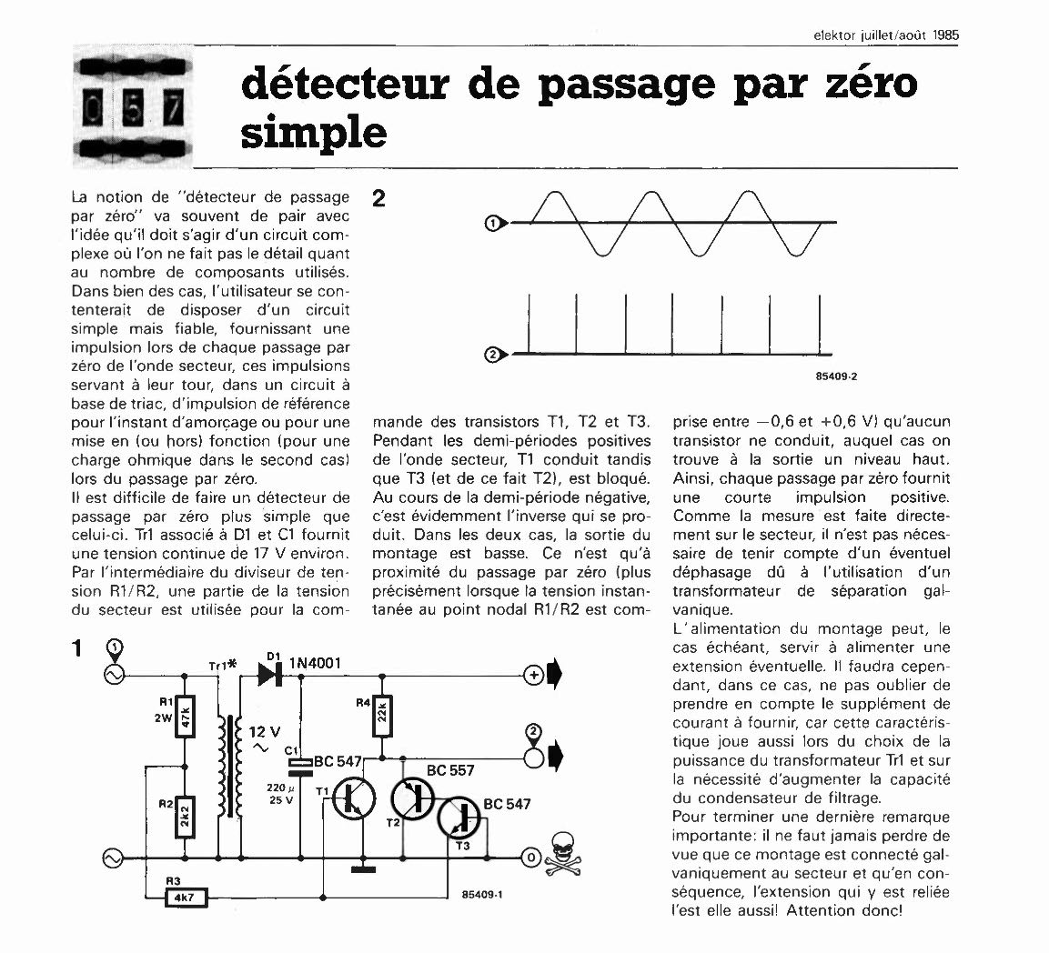 détecteur de passage par zéro simole