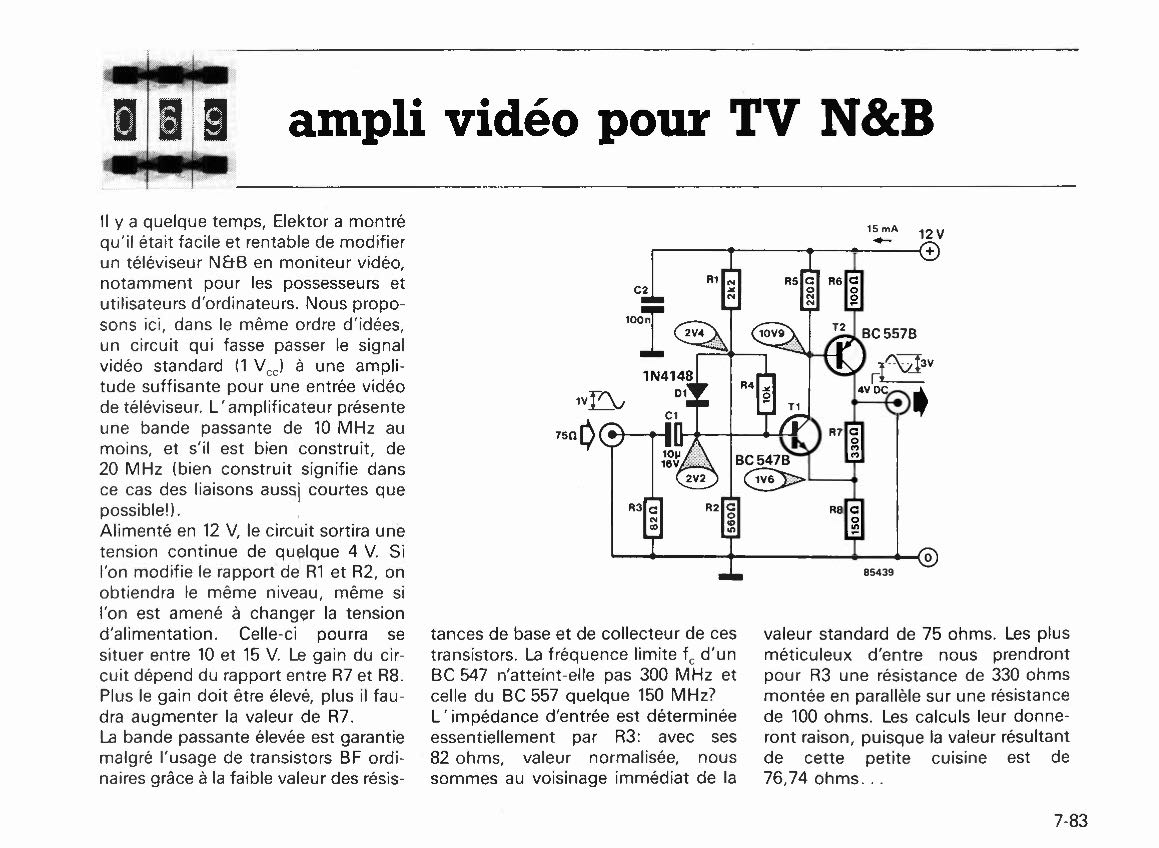 ampli vidéo pour TV N&B