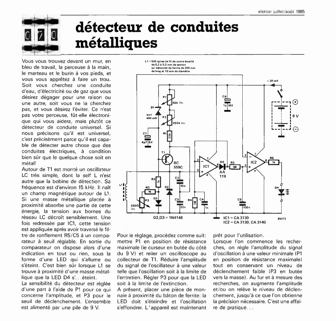 détecteur de conduites métalliques