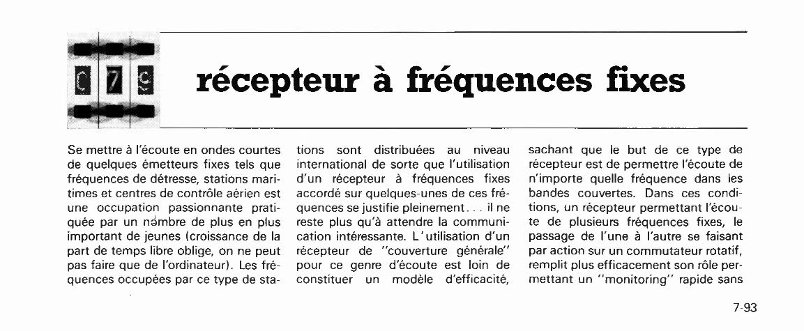 récepteur à fréquences fixes