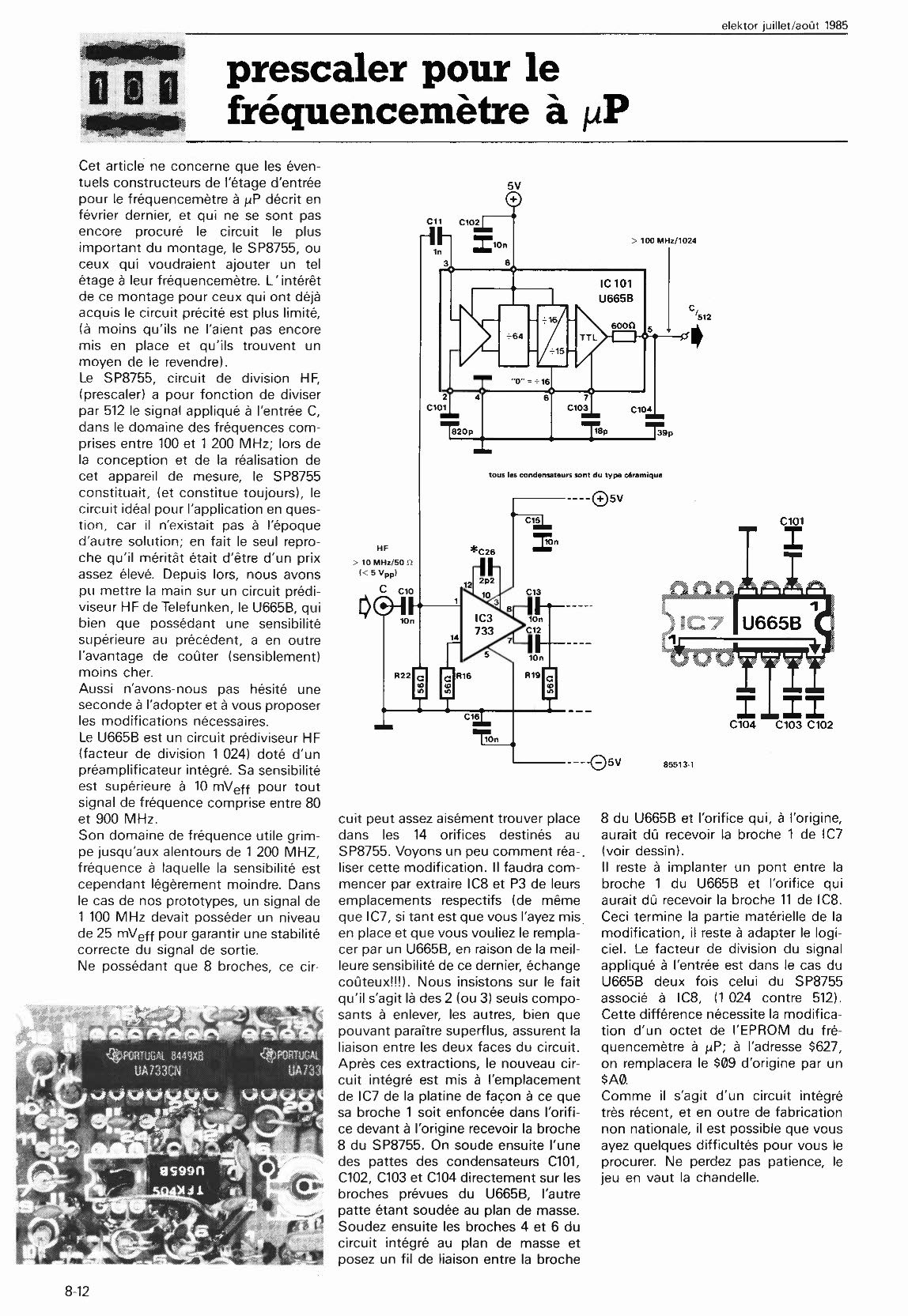 prescaler pour le fréquencemètre à μP