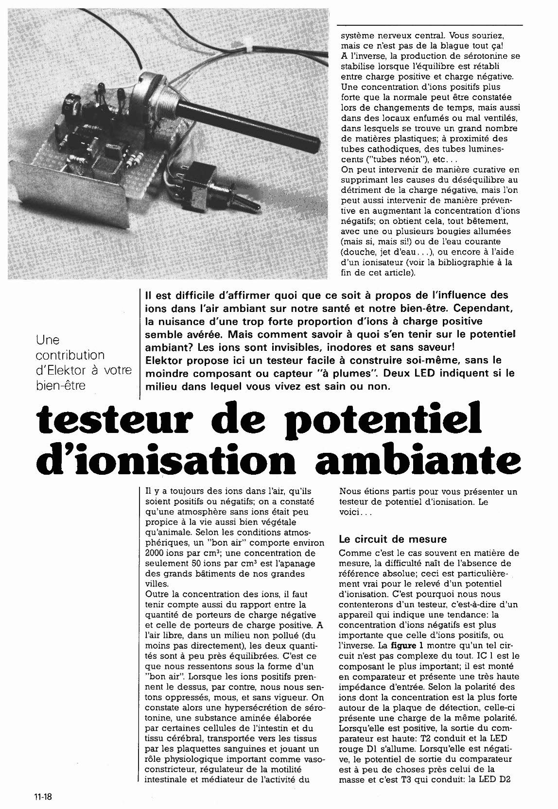 testeur de potentiel d`ionisation ambiante