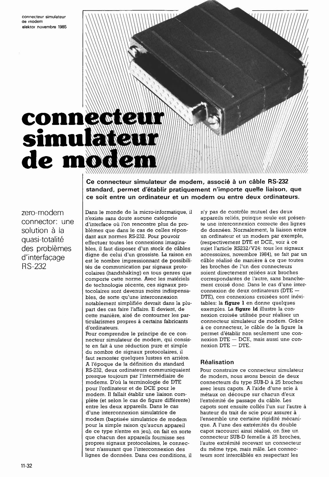connecteur simulateur de MODEM