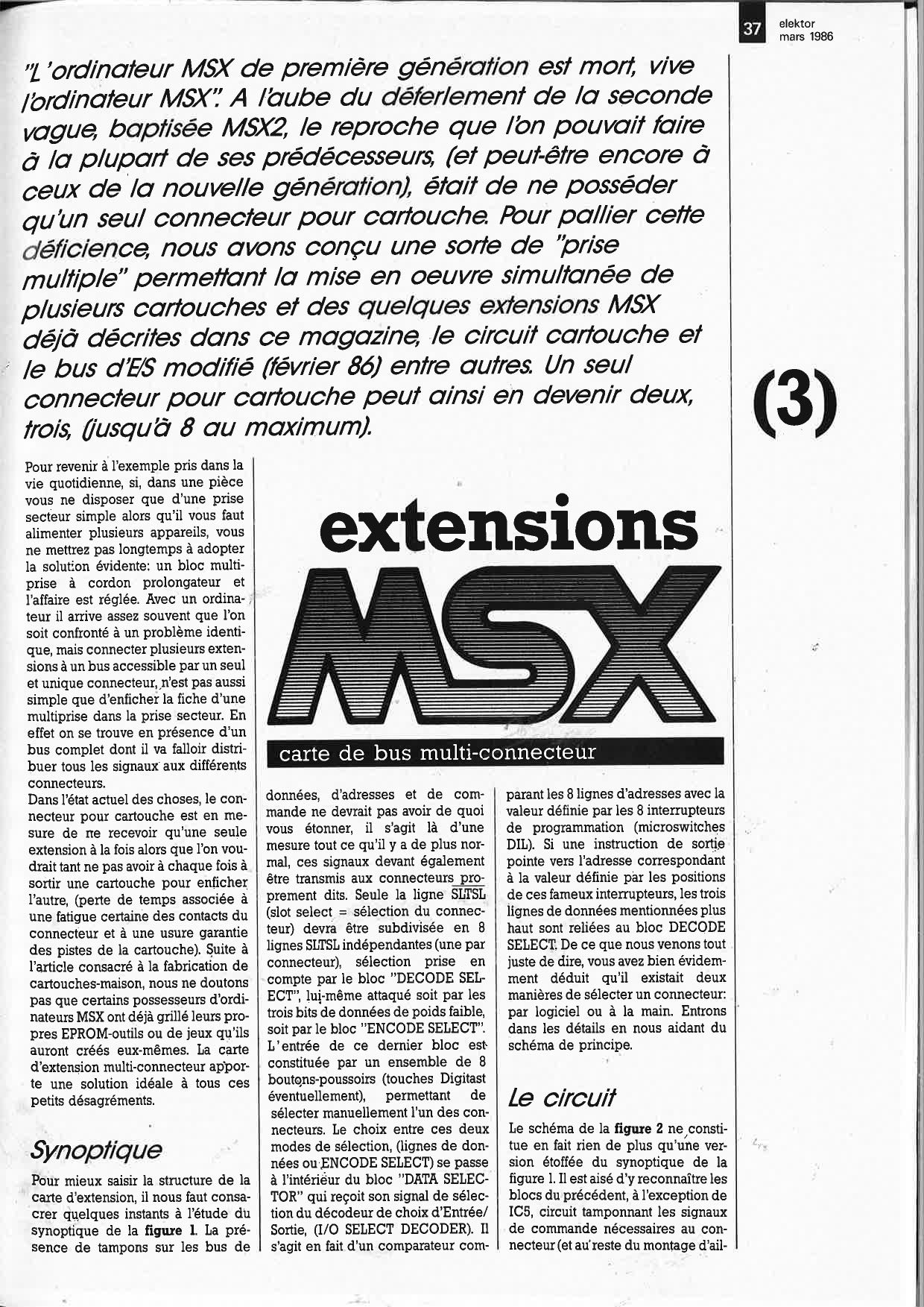 Extensions MSX: carte de bus multi-connecteur