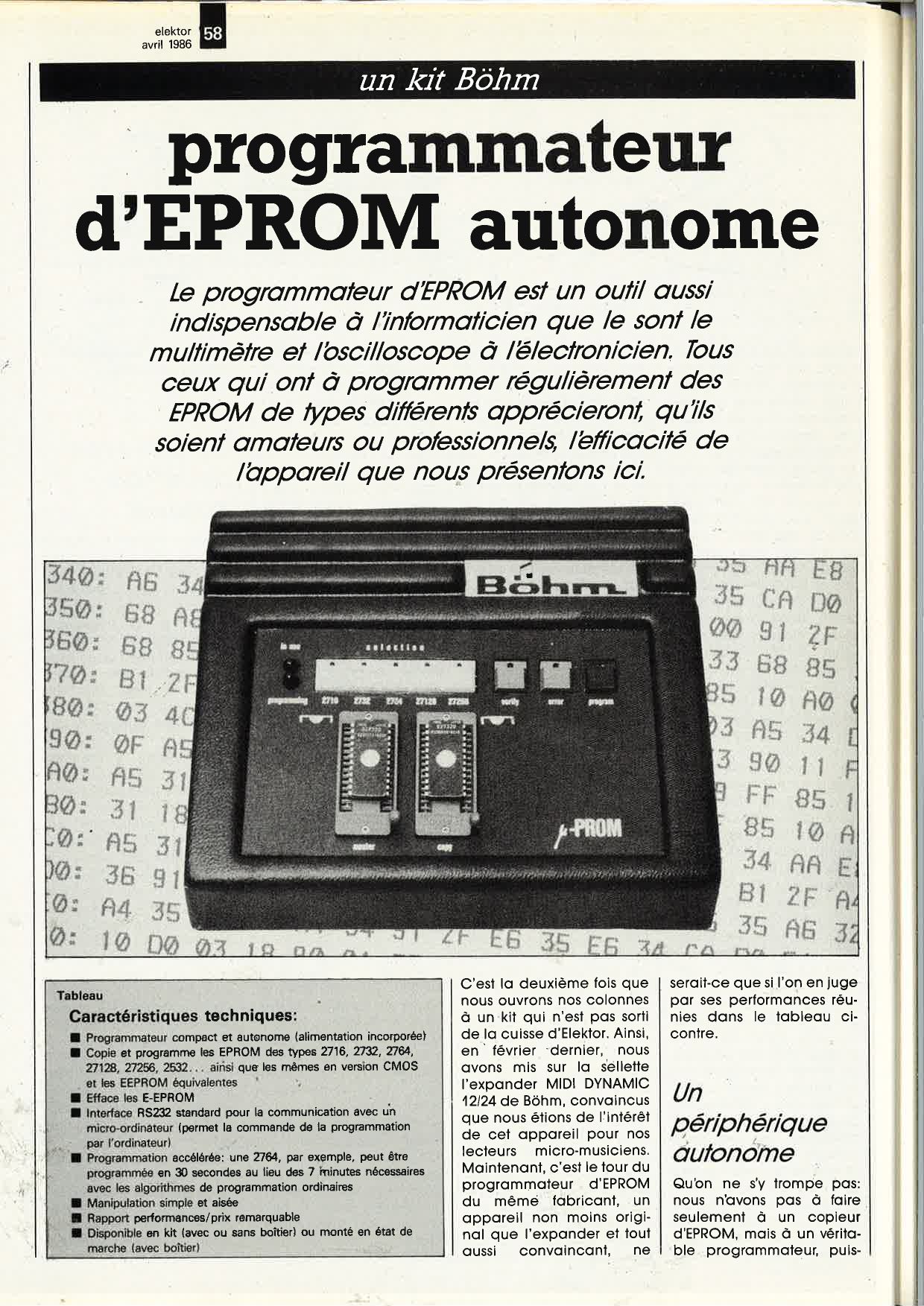 Programmateur d`EPROM autonome