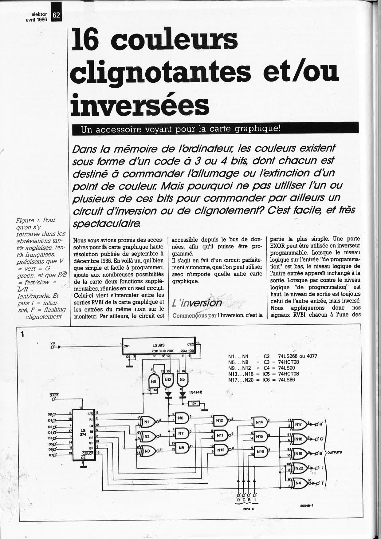 16 couleurs clignotantes et/ou inversées