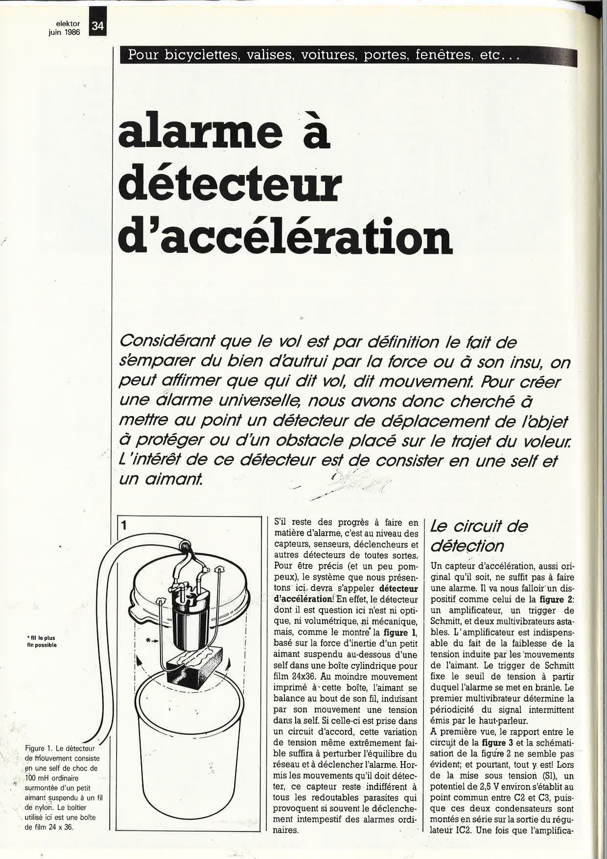 Alarme à détecteur d`accélération