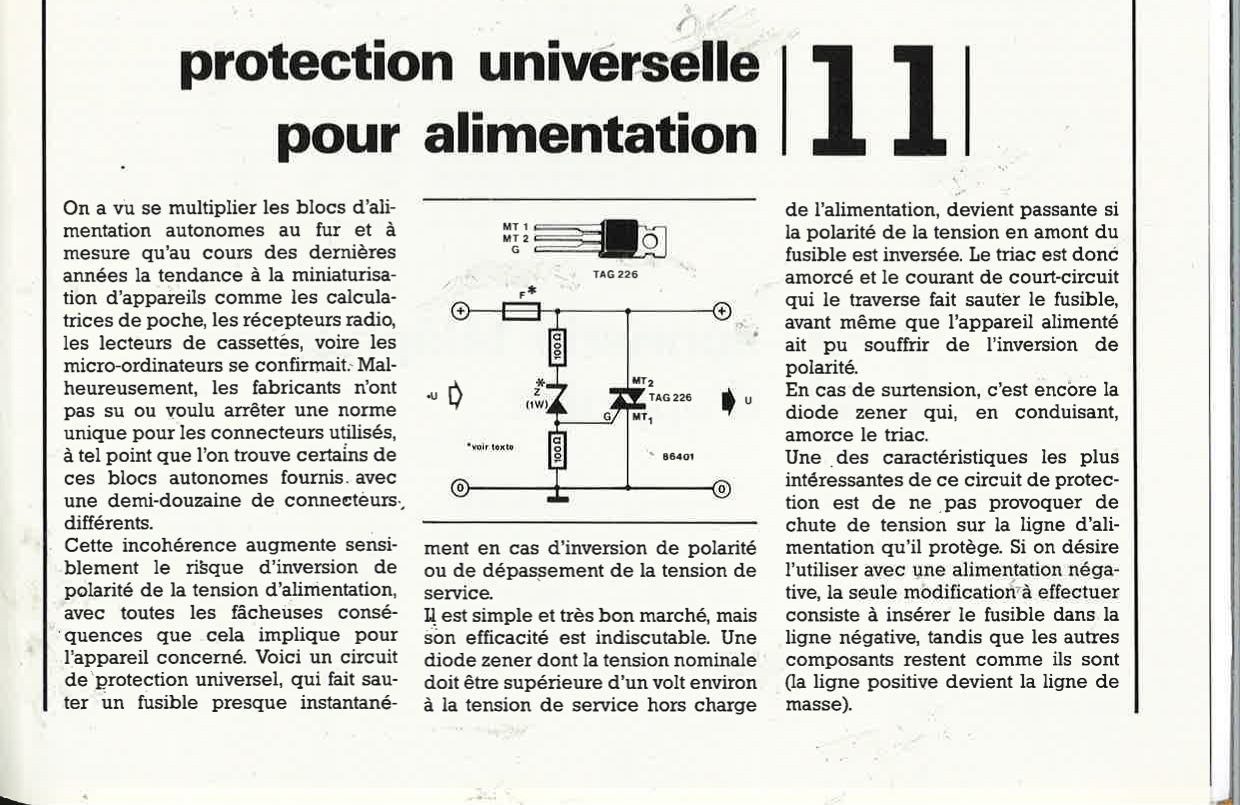 Protection universelle pour alimentation