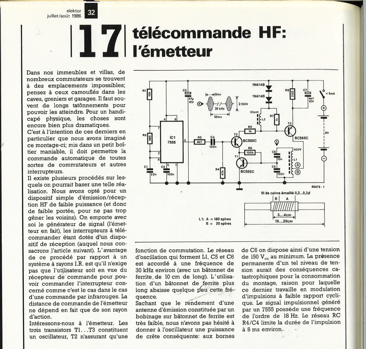 Télécommande HF: l`émetteur