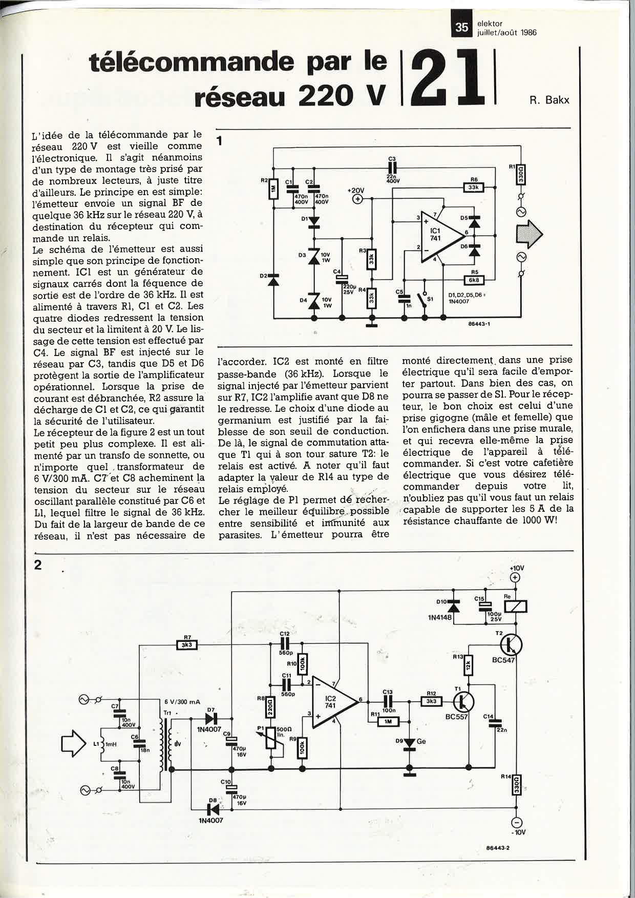 Télécommande par le réseau 220 V