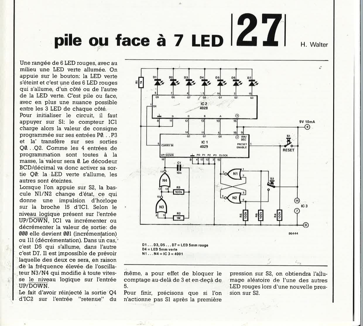 Pile ou face à 7 LED