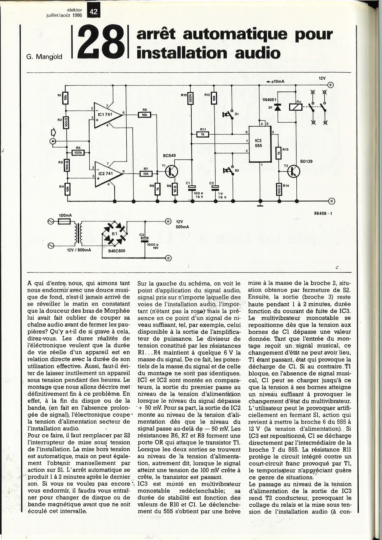 Arrêt automatique pour installation audio