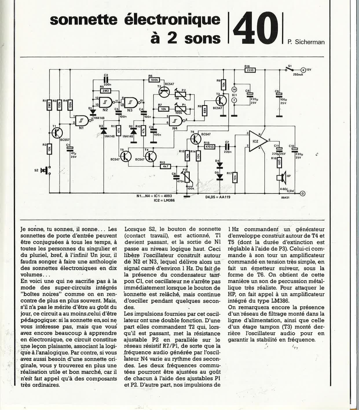 Sonnette électronique à 2 sons