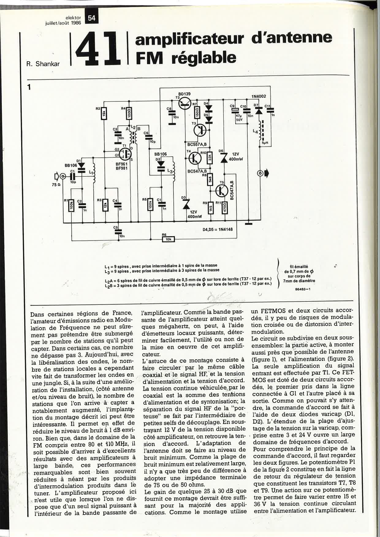 Amplificateur d`antenne FM réglable