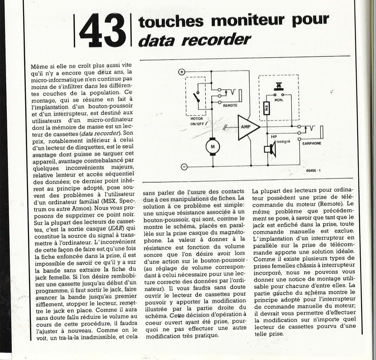 Touche moniteur pour data recorder