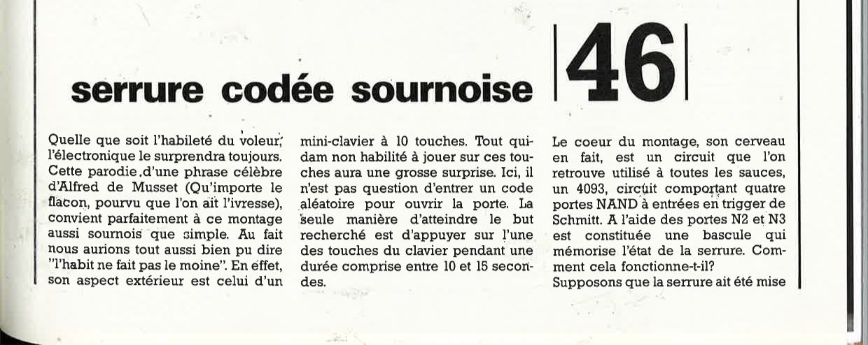 Serrure codée sournoise