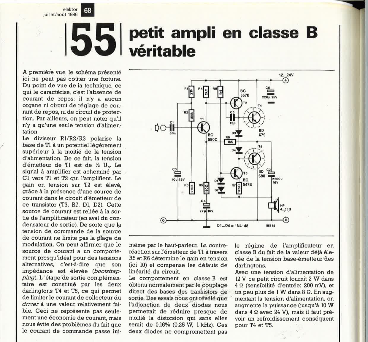 Petit ampli en classe B véritable