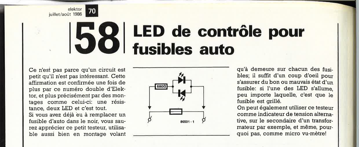 LED de contrôle pour fusibles auto
