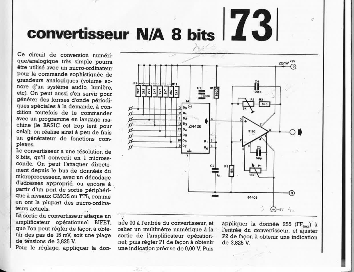 Convertisseur N / A 8 bits