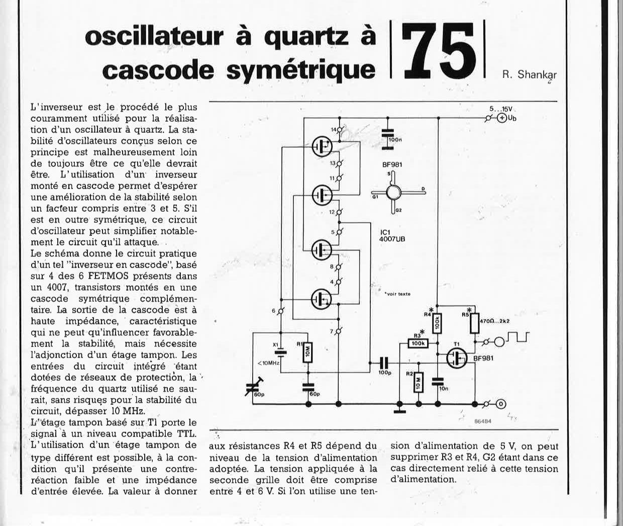 Oscillateur à quartz à cascade symétrique