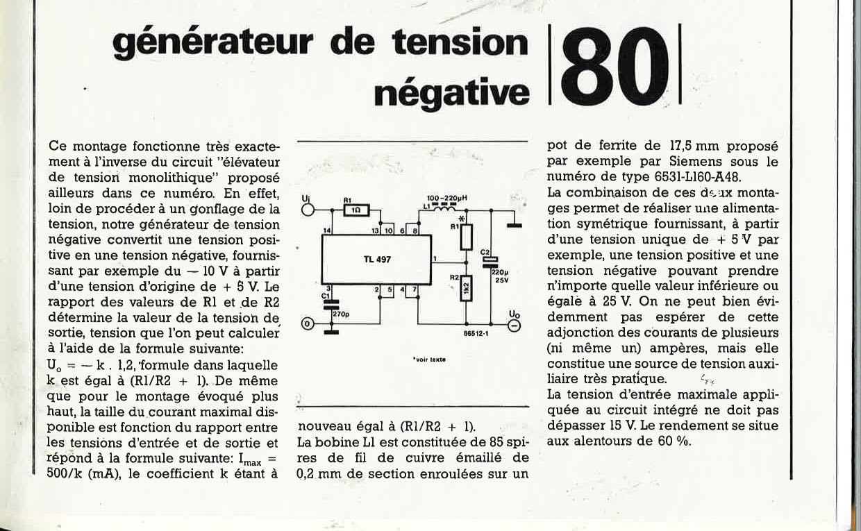 Générateur de tension négative