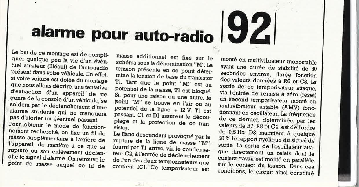 Alarme pour auto-radio