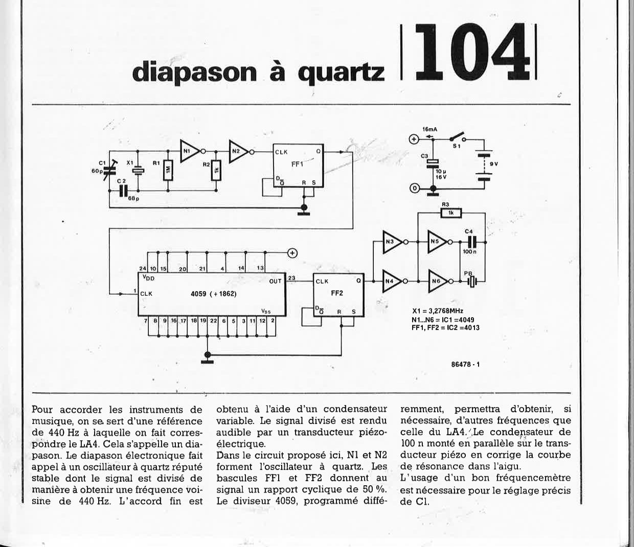 Diapason à quartz