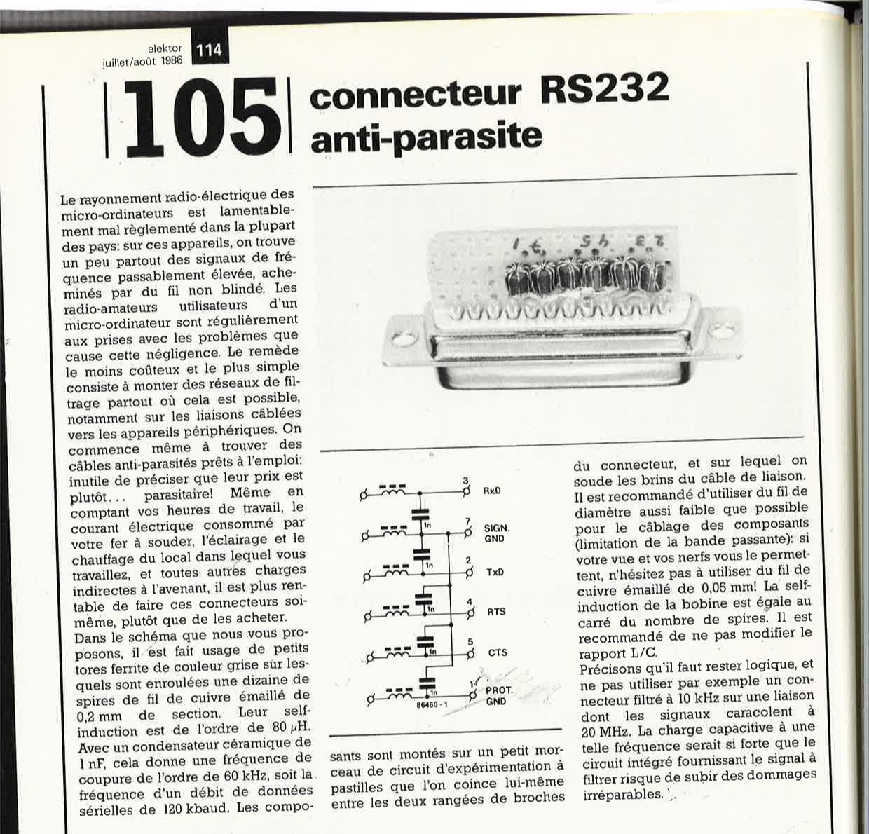 Connecteur RS232 anti-parasites