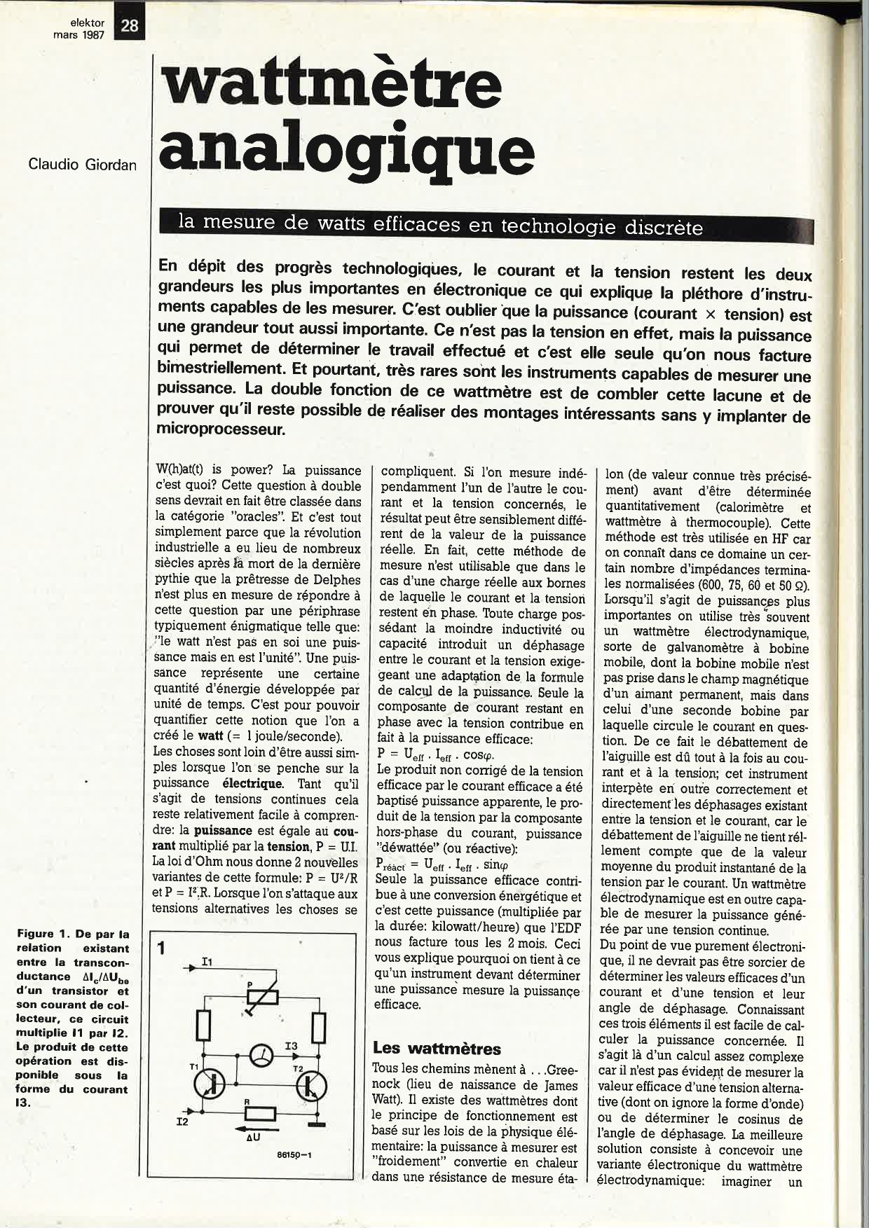 wattmètre analogique