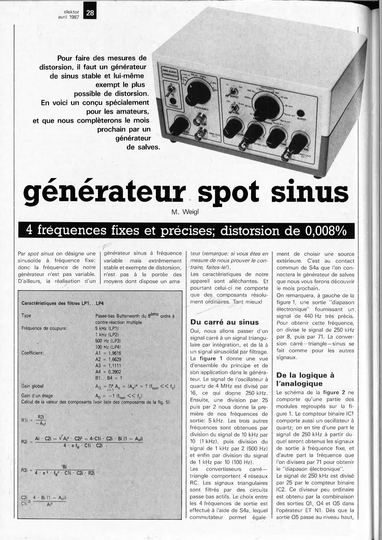 générateur spot sinus