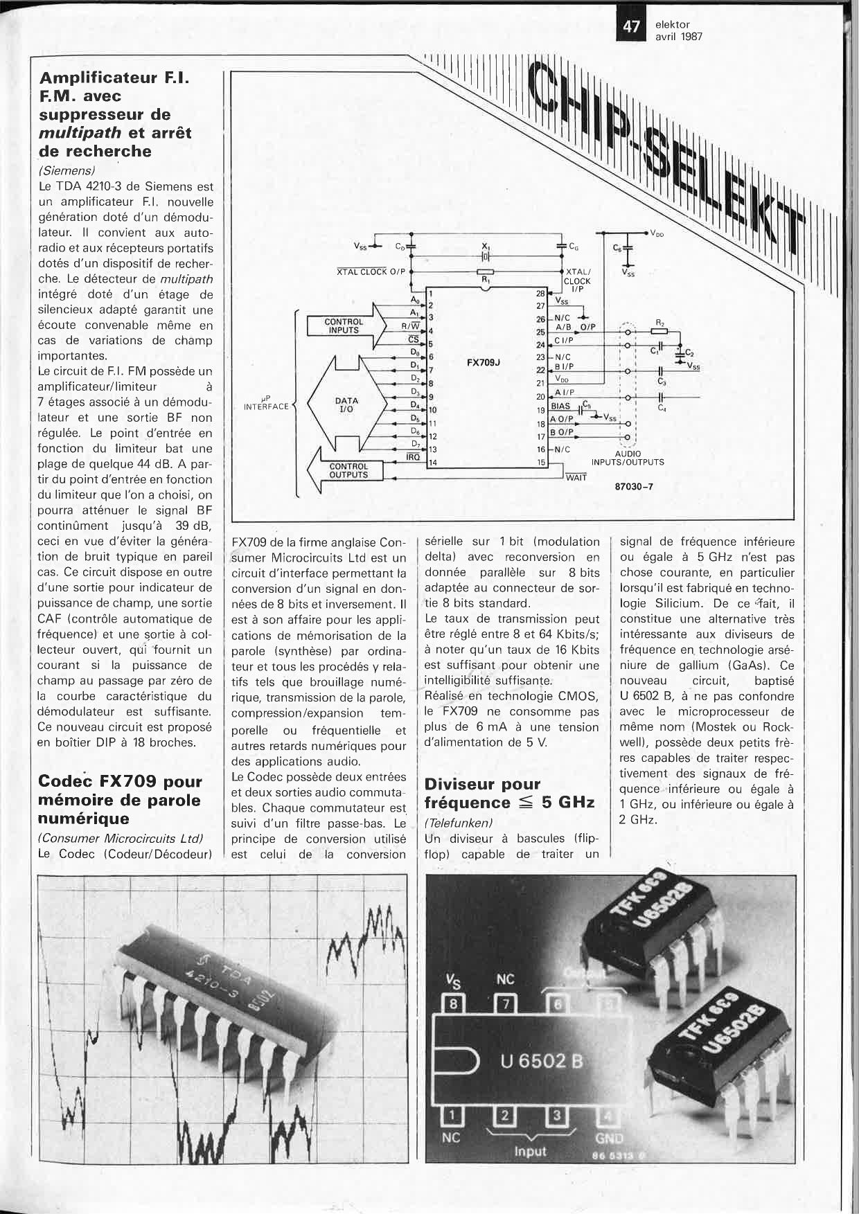 chip-select: TDA 4210-3, FX709, U 65028