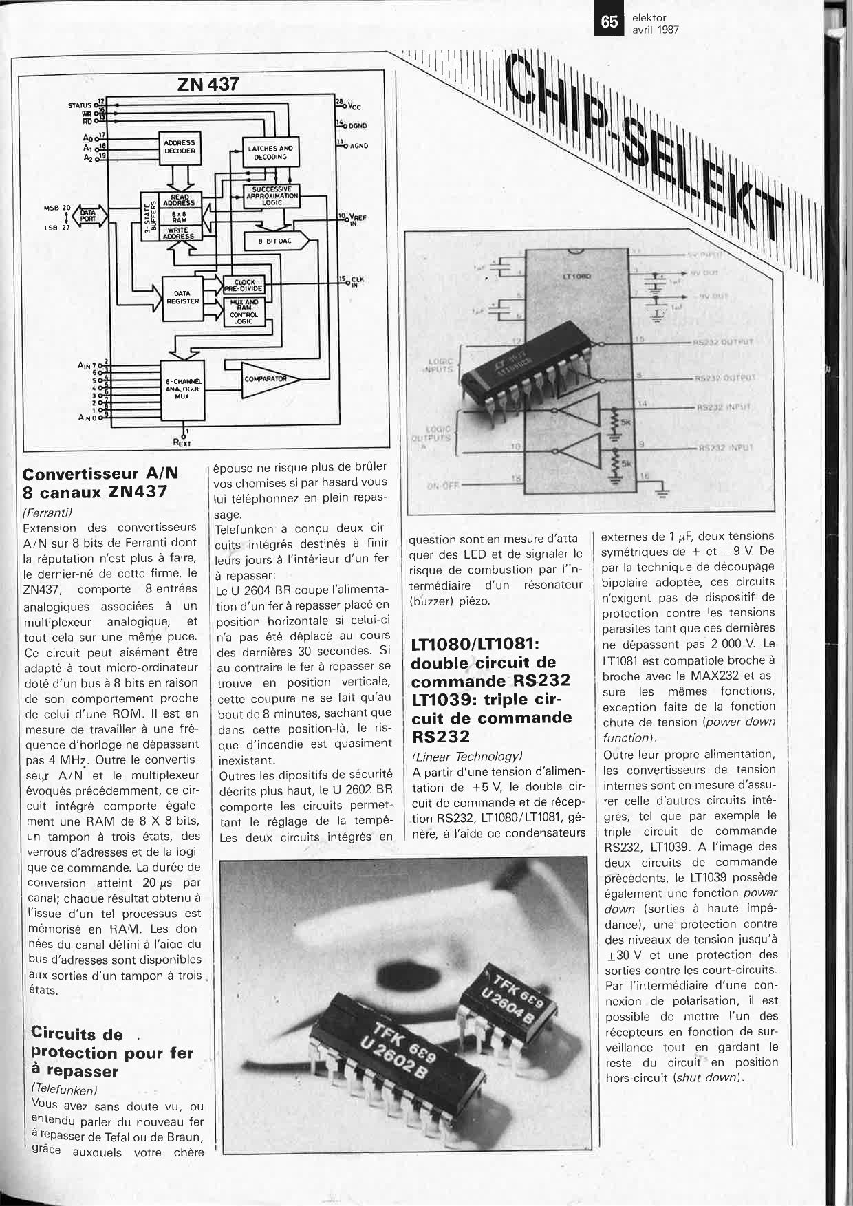 chip-select: ZN437, U 2604 BR, LT1080/LT1081, FX204, TDA 7260, RV4143