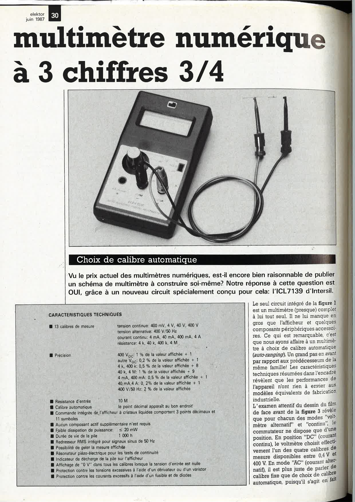 multimètre numérique à 3 chiffres 3/4