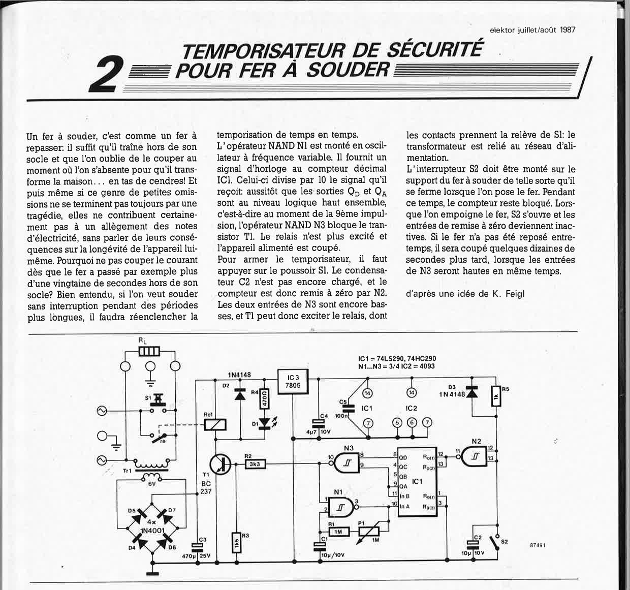 temporisateur de sécurité pour fer à souder