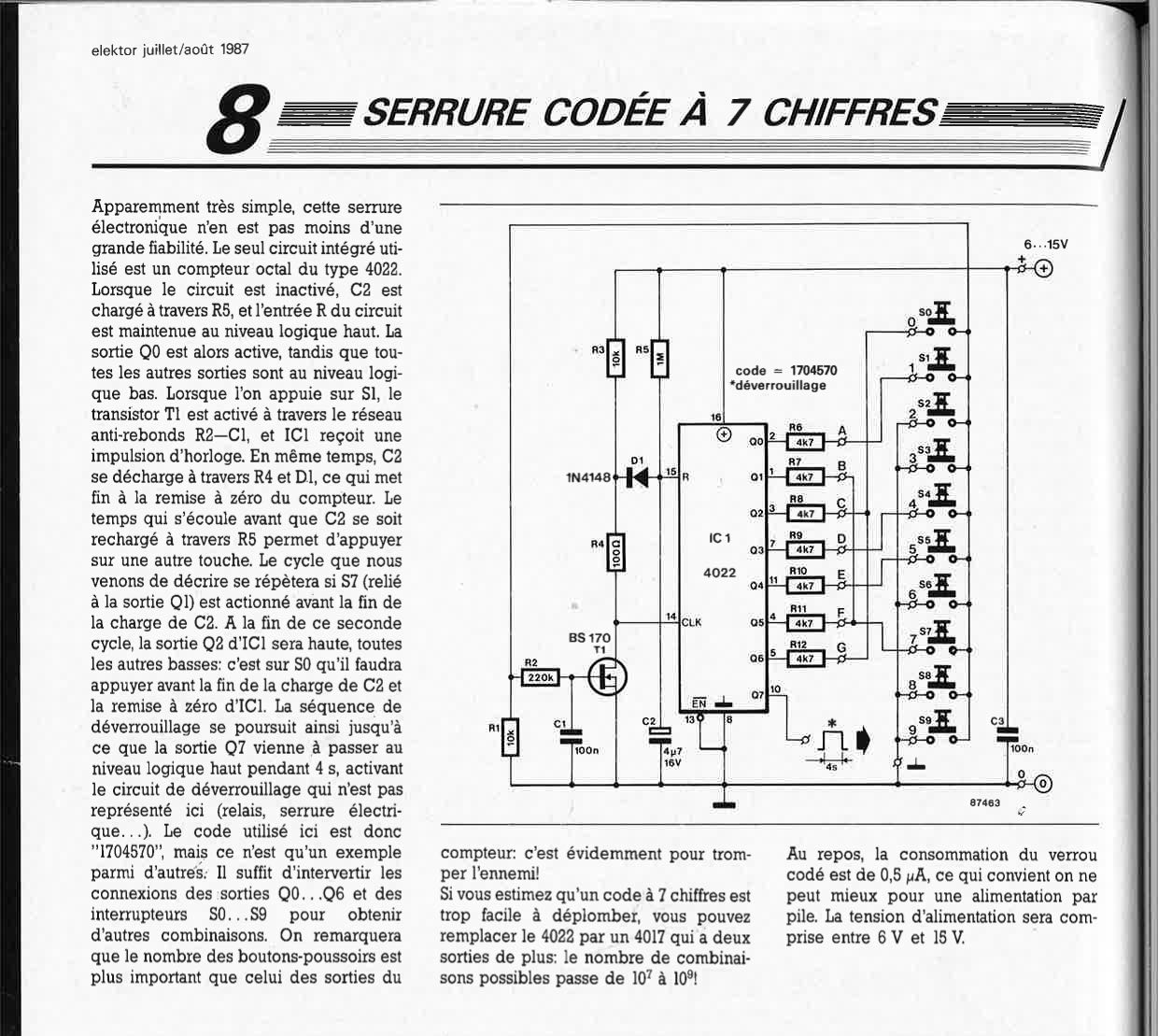 serrure codée à 7 chiffres