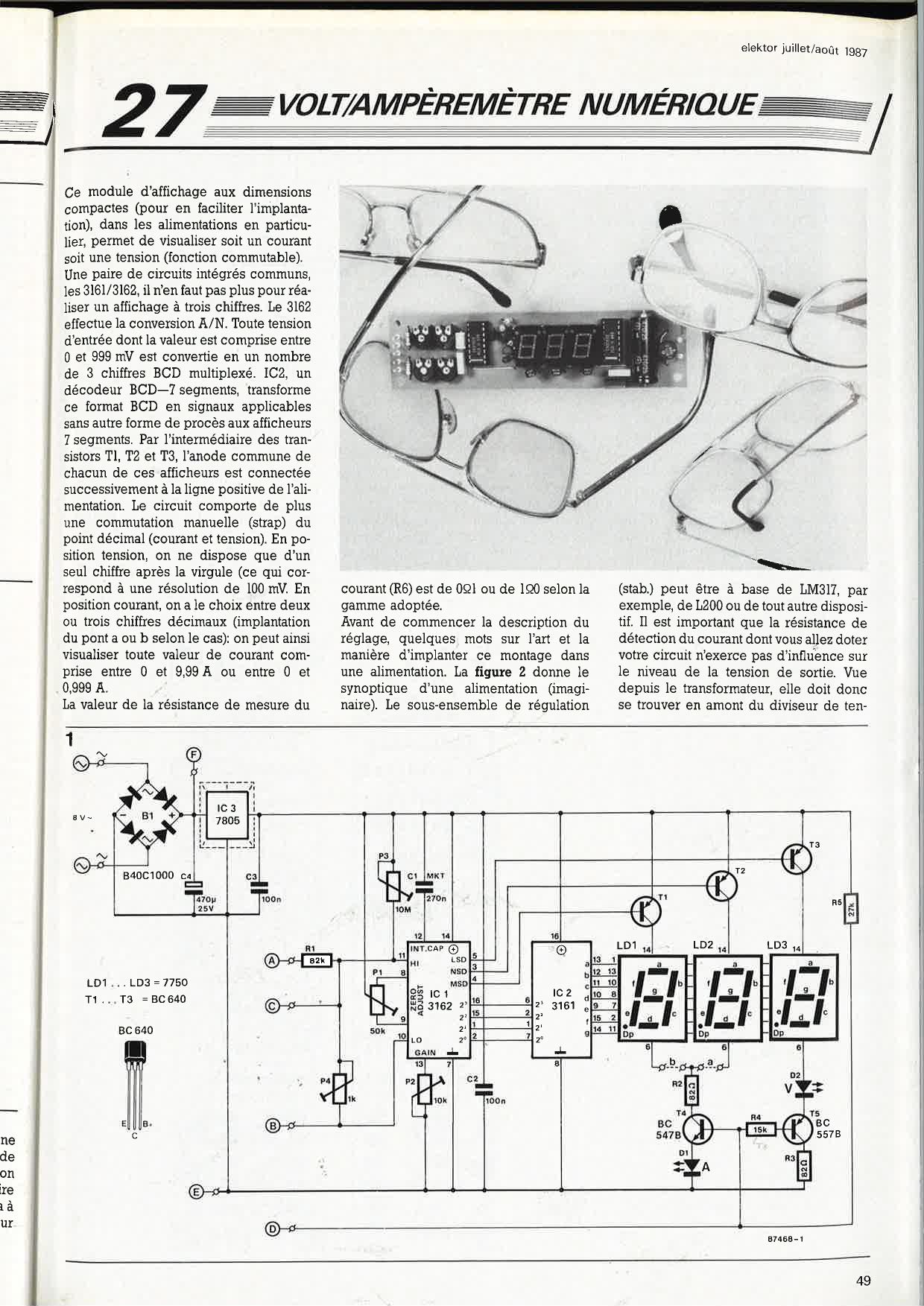 voltmètre/ampèremètre numérique