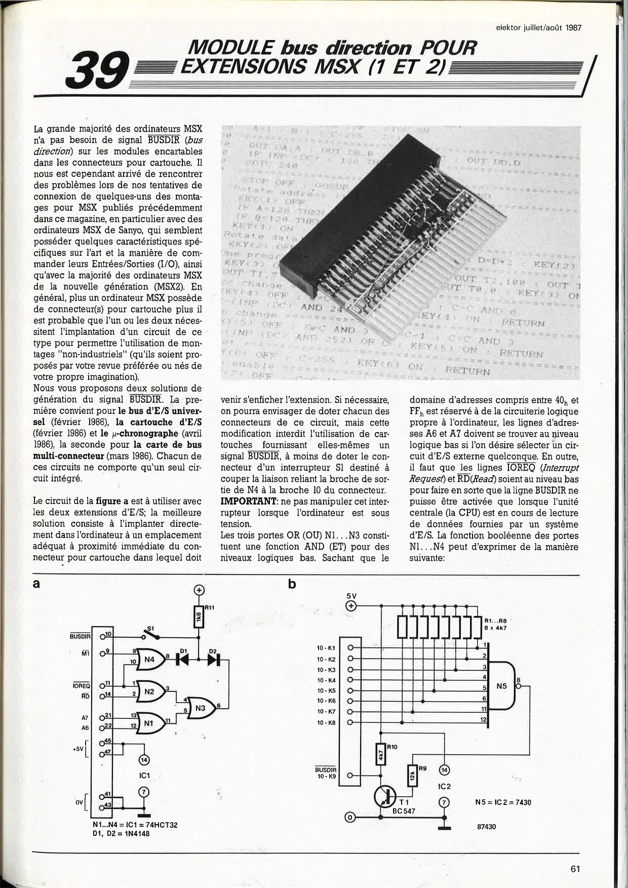 module bus direction pour extensions MSX ( 1 et 2)