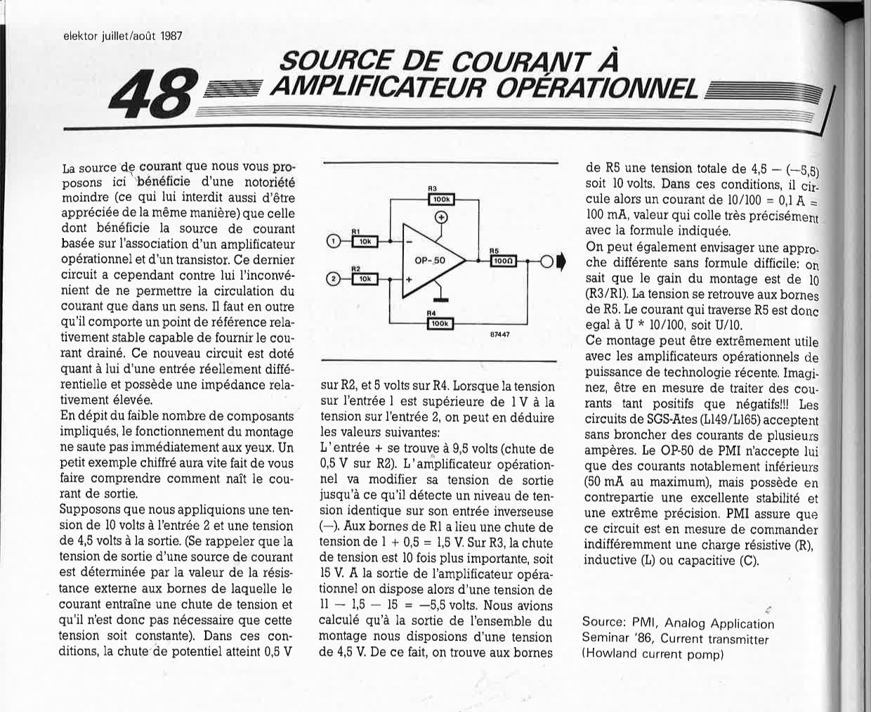 source de courant à amplificateur opérationnel