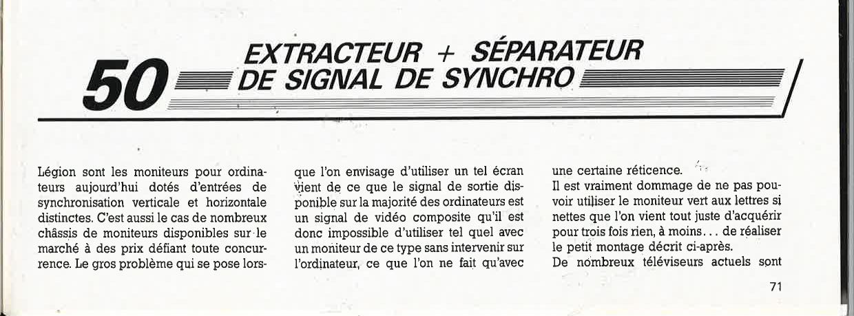 extracteur + séparateur de signal de synchro