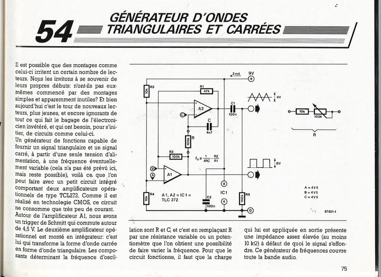 générateur d`ondes triangulaires & carrées