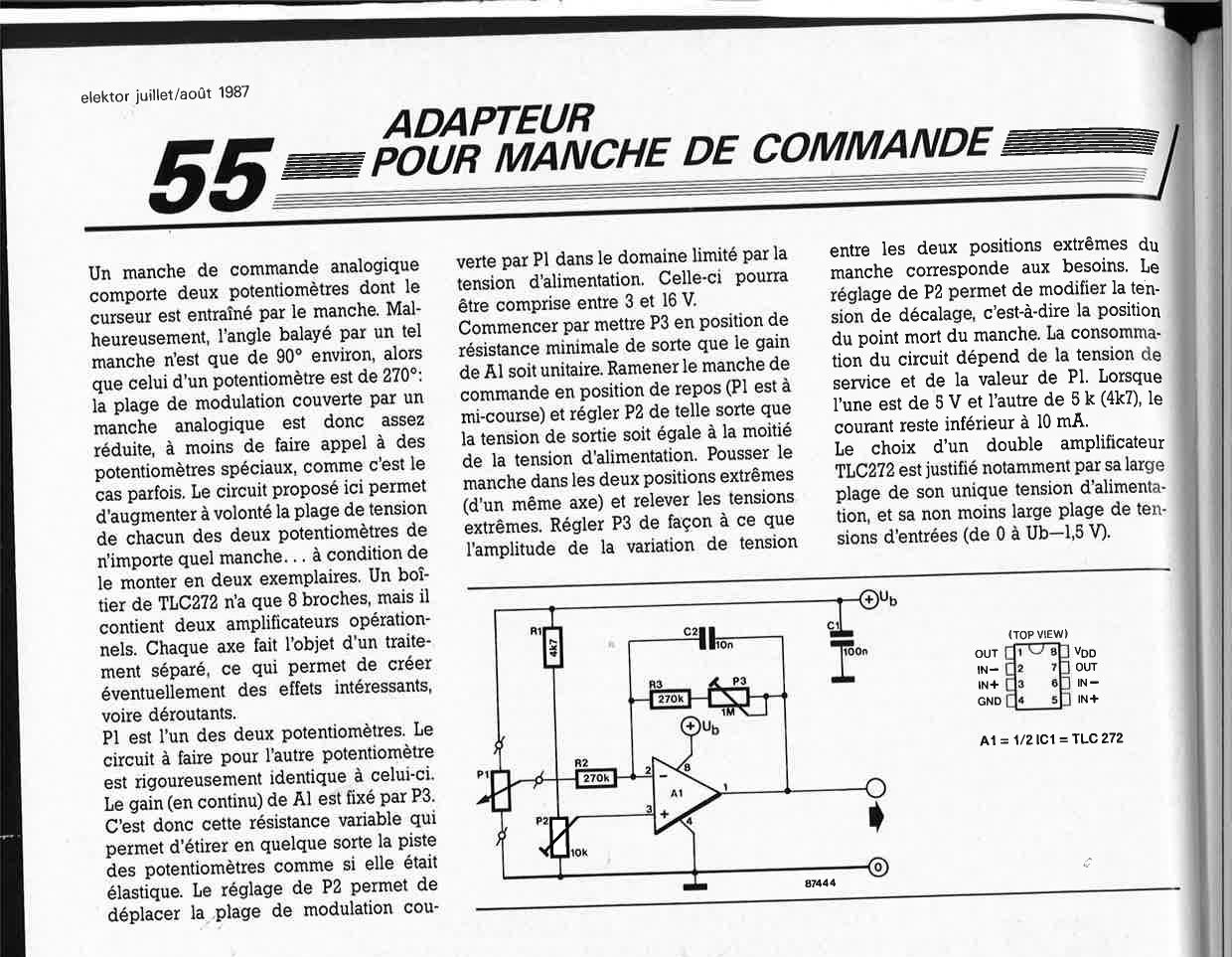 adaptateur pour manche de commande